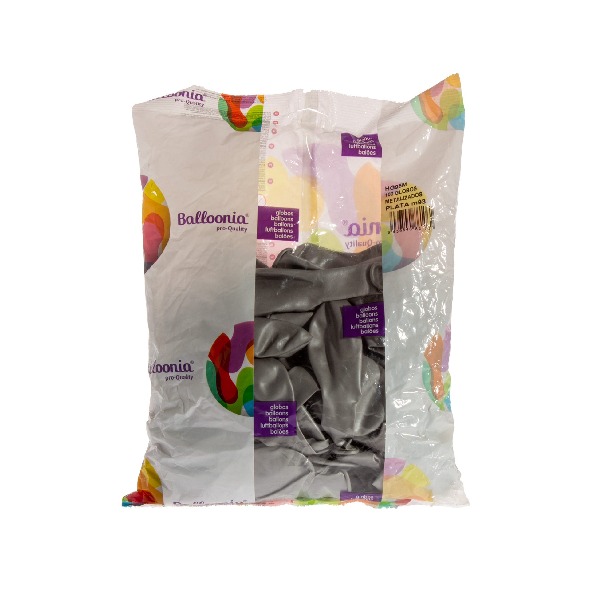 Balões Balloonia Metalizados Prata Pack 100