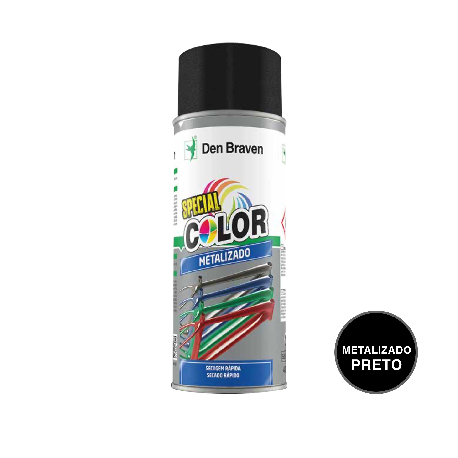 DEN BRAVEN SPRAY ACRILICO METALIZADO PRETO 400ML