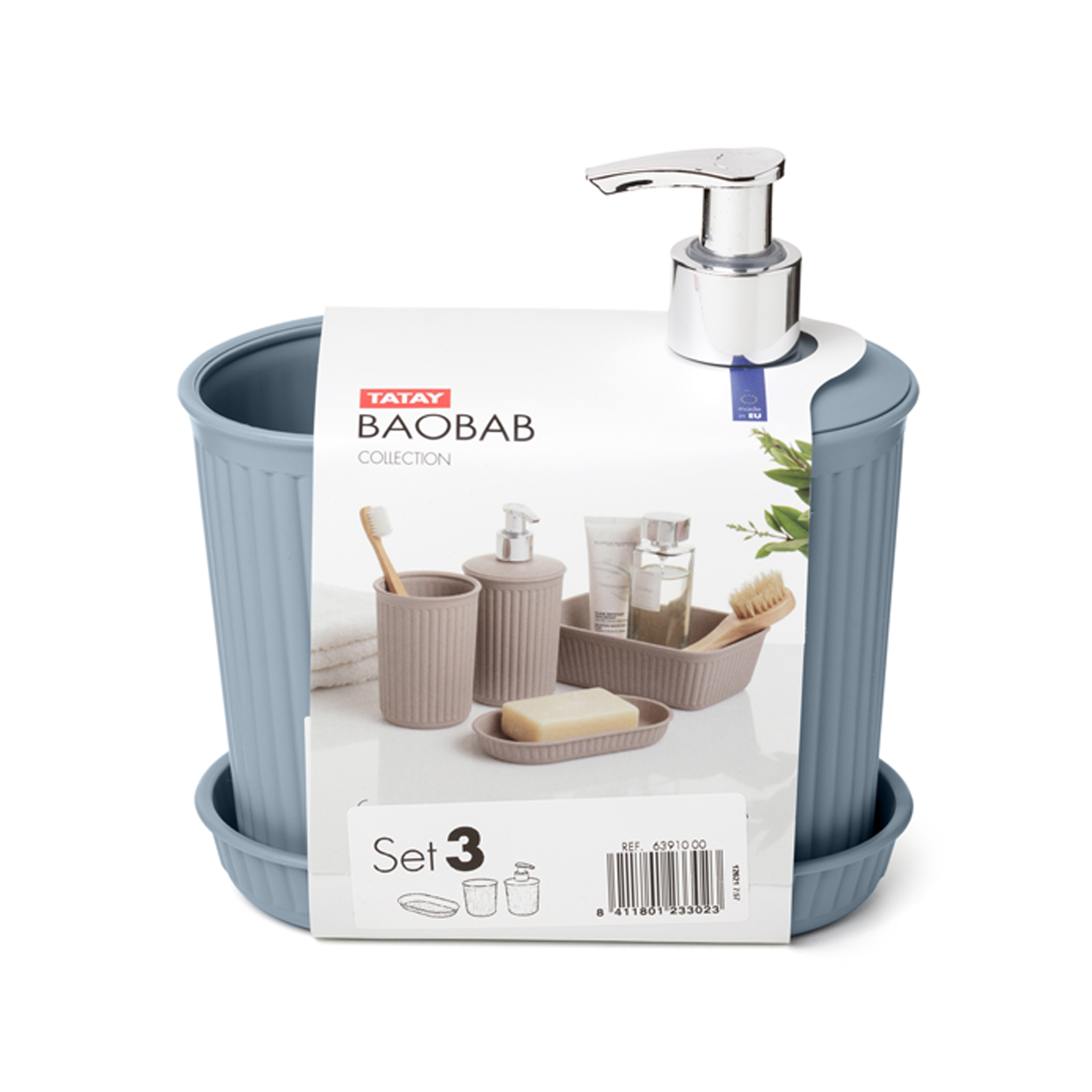 Conjunto Lavatório 3 Peças Baobab Blue Mist 15X8.2X17CM