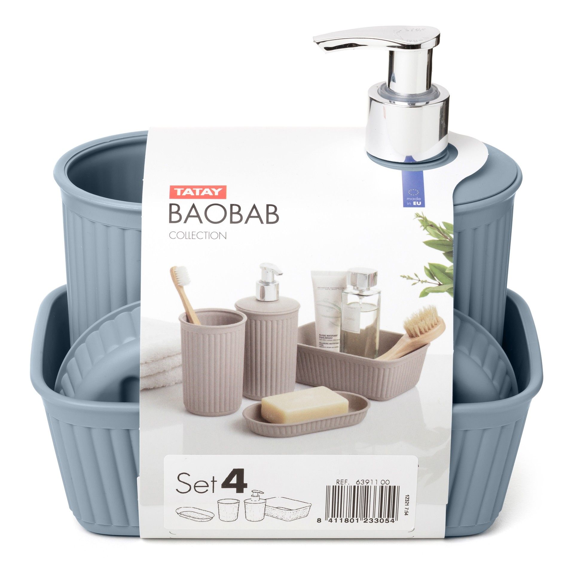 Conjunto Lavatório 4 Peças Baobab Blue Mist 17X11.3X16.5CM