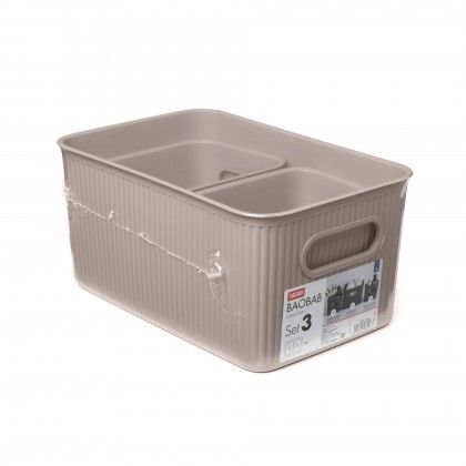 Conjunto 3 Cestos Multiusos Baobab Taupe 5L+2X1.5L