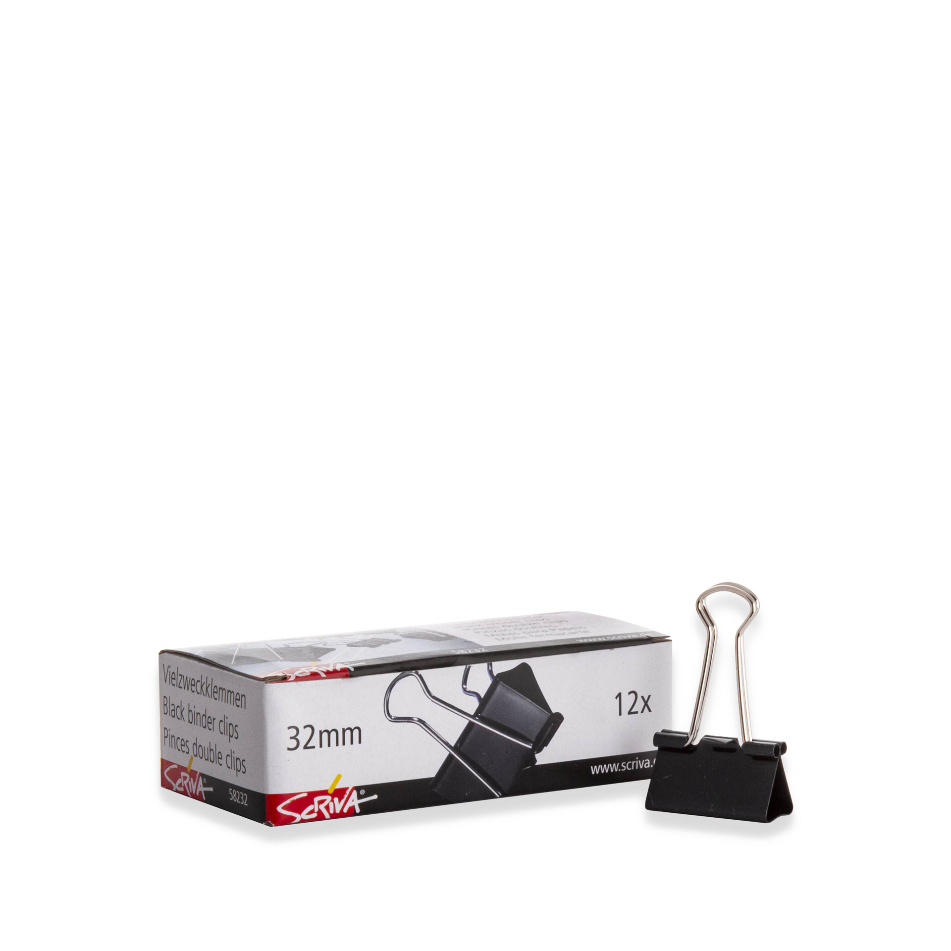 Caixa 12 Molas Plástico/Inox Scriva Para Papéis Preto N.3 32mm