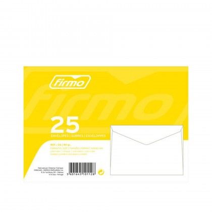 Envelope C6 Fecho Gomado 16.2X11.4cm Pack 25