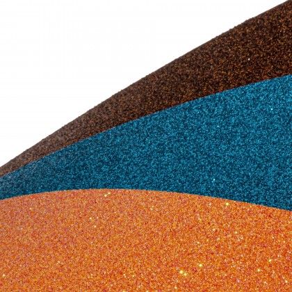 Folha Esponja Eva Glitter Azul A4 20X29cm