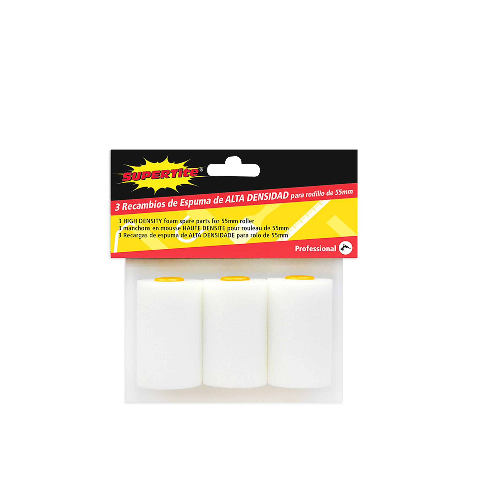 Recarga Espuma Rolo Pintura Supertite 5.5cm Pack 3