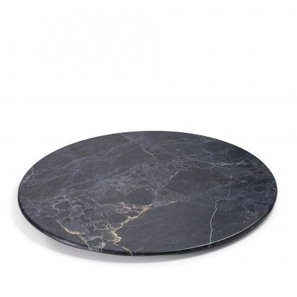 Prato Melamina Stone Redondo Preto 44cm