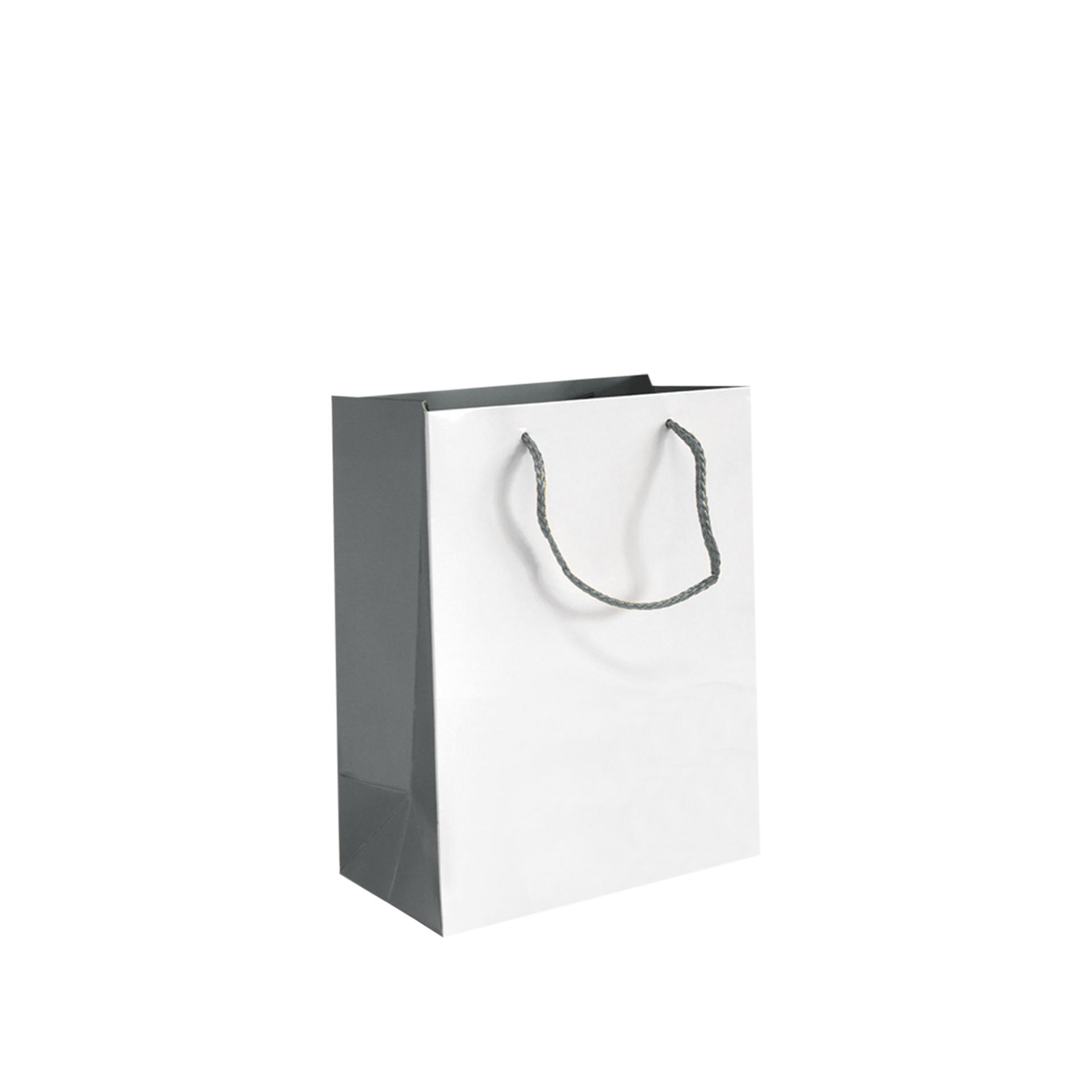 Saco Papel Asa Cordão 26X12X32cm Branco e Prateado