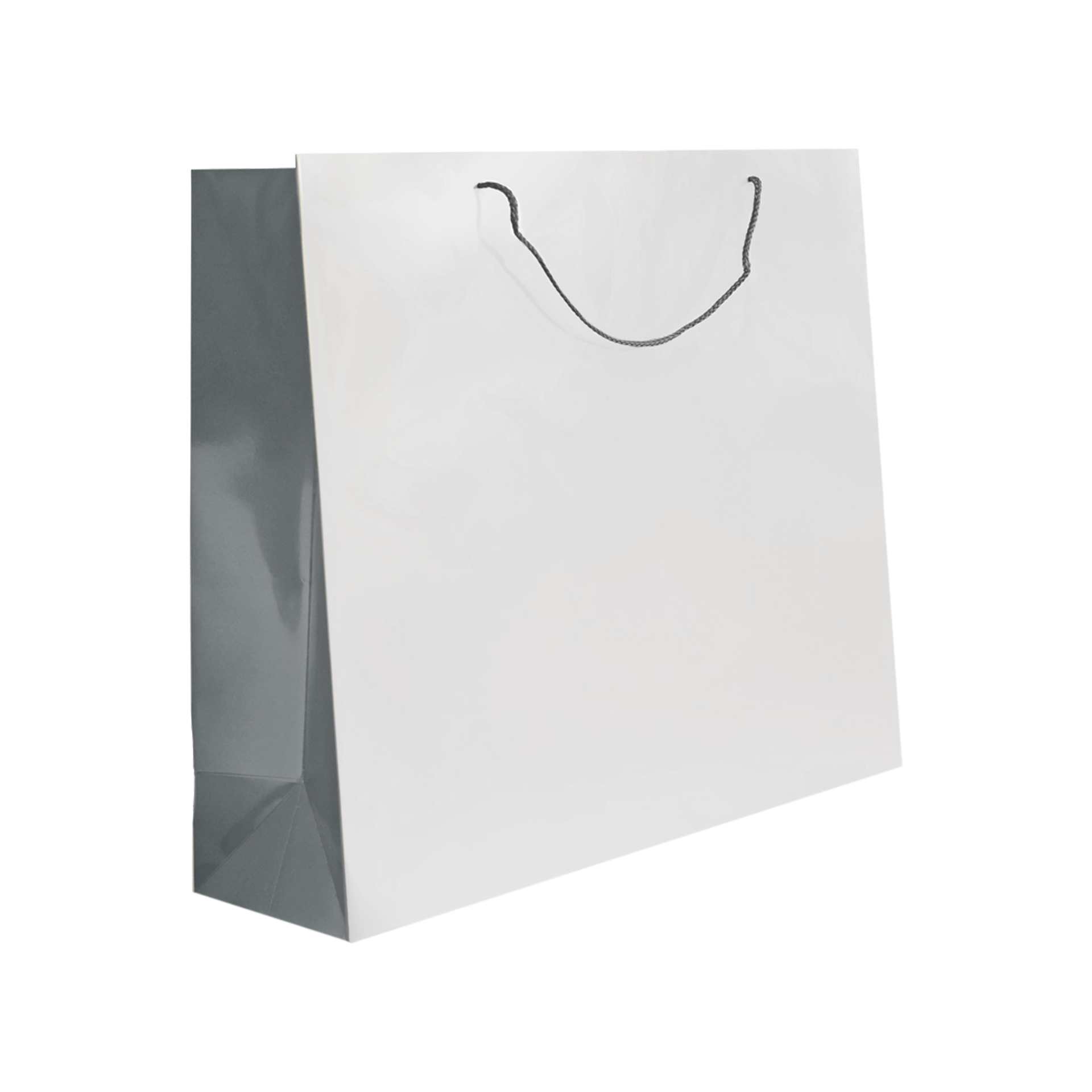Saco Papel Asa Cordão 55X18X50cm Branco e Prateado