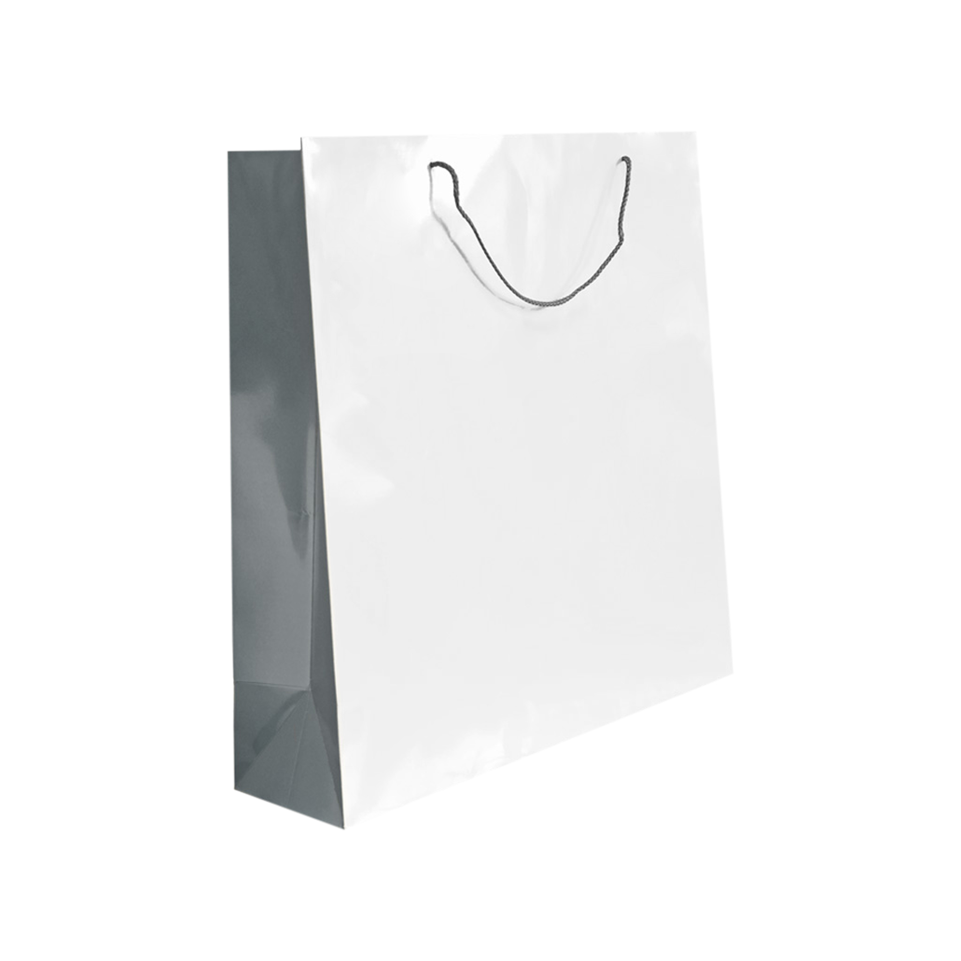 Saco Papel Asa Cordão 31X12X42cm Branco e Prateado