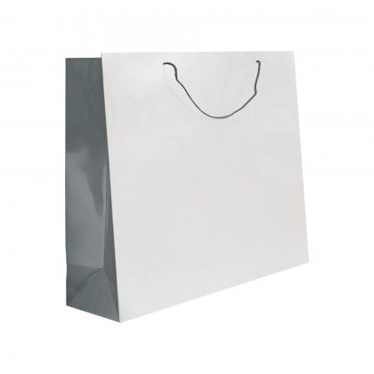 Saco Papel Asa Cordo 55X18X50cm Branco e Prateado