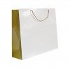 Saco Papel Asa Cordo 55X18X50cm Branco e Dourado