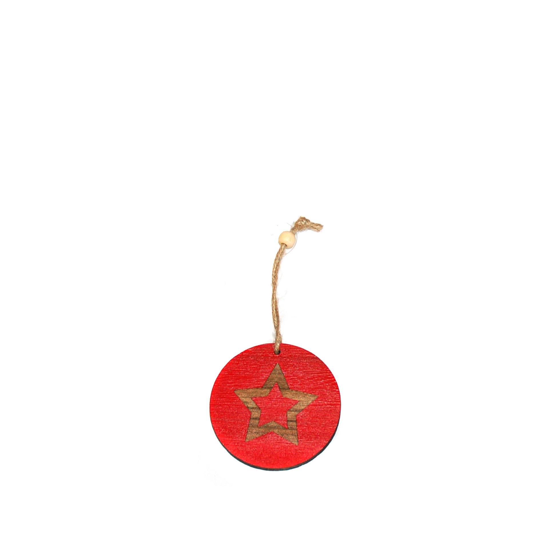 Bola Madeira Estrela Vermelha