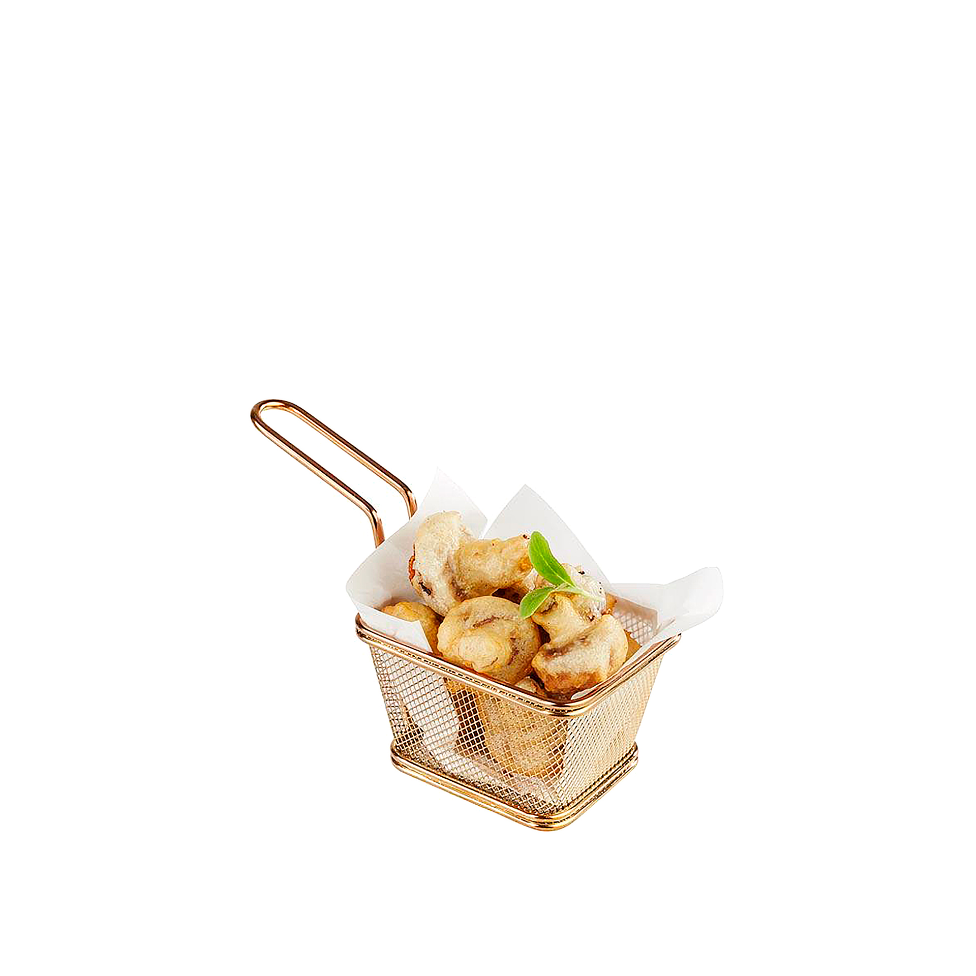 Cesto Servir Inox Dourado 10X8.5X6.5cm