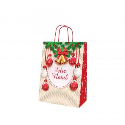 Saco Papel Natal Feliz Natal 24X10X32cm Saco Papel Natal Feliz Natal 24X10X32cm