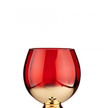 Porta Velas Vidro Dourado / Vermelho 13X40X13cm