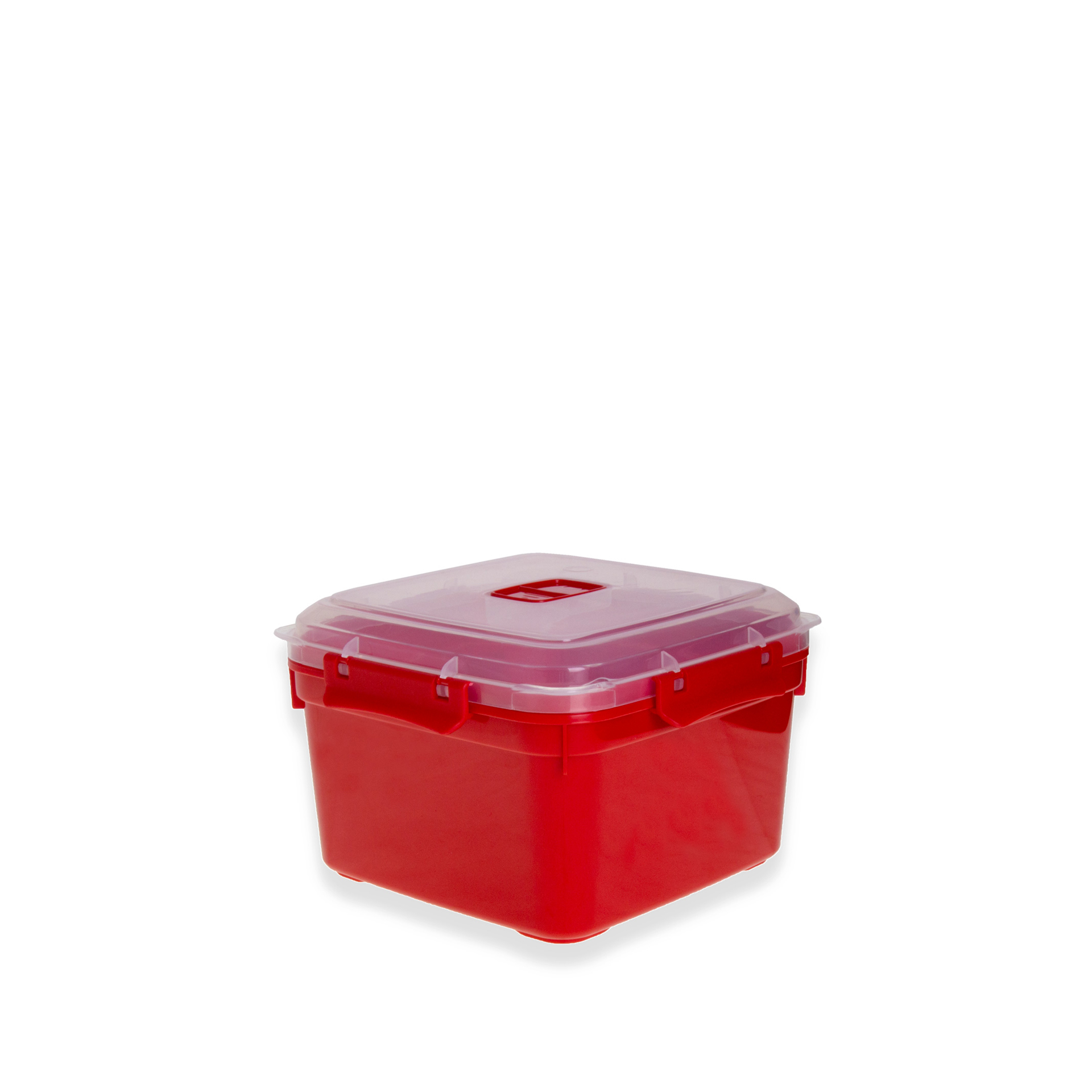 Caixa Hermética Ding Al Vapor Quadrado Vermelho 1600ml 16.5X16.5X11cm