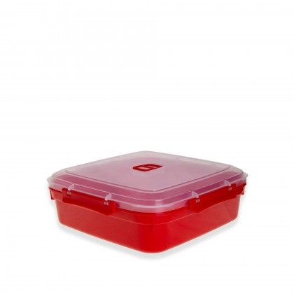 Caixa Hermtica Ding Microondas Quadrado Vermelho 2000ml 21.5X21.5X8cm