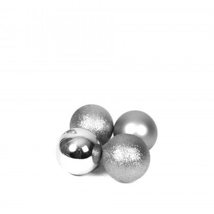 Bola Natal Prateada 7CM Pack 4