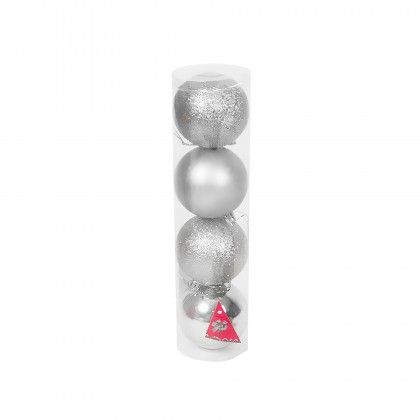 Bola Natal Prateada 7CM Pack 4