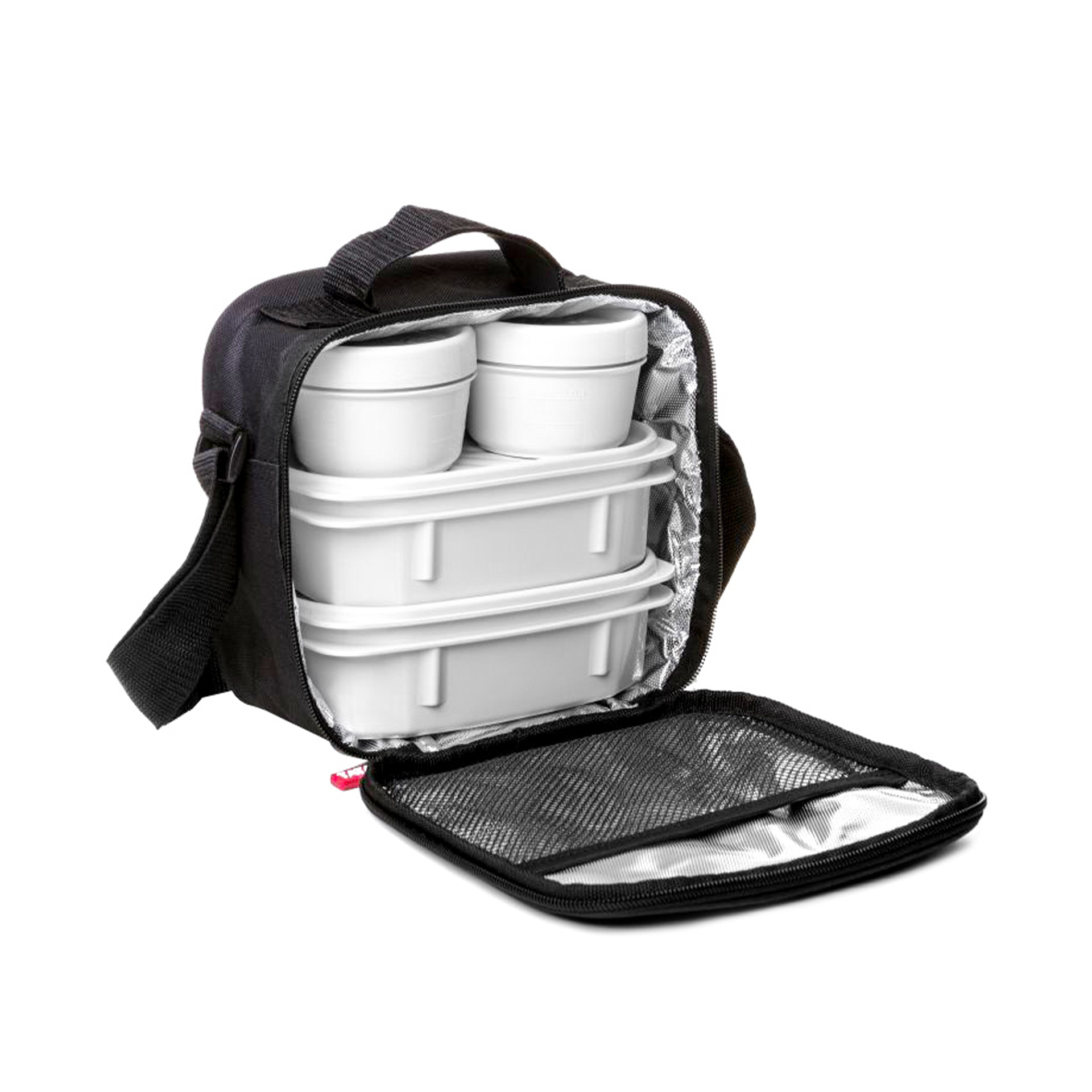 Saco Térmico Urban Food + 4 Caixas Preto 2X200ml + 2X500ml