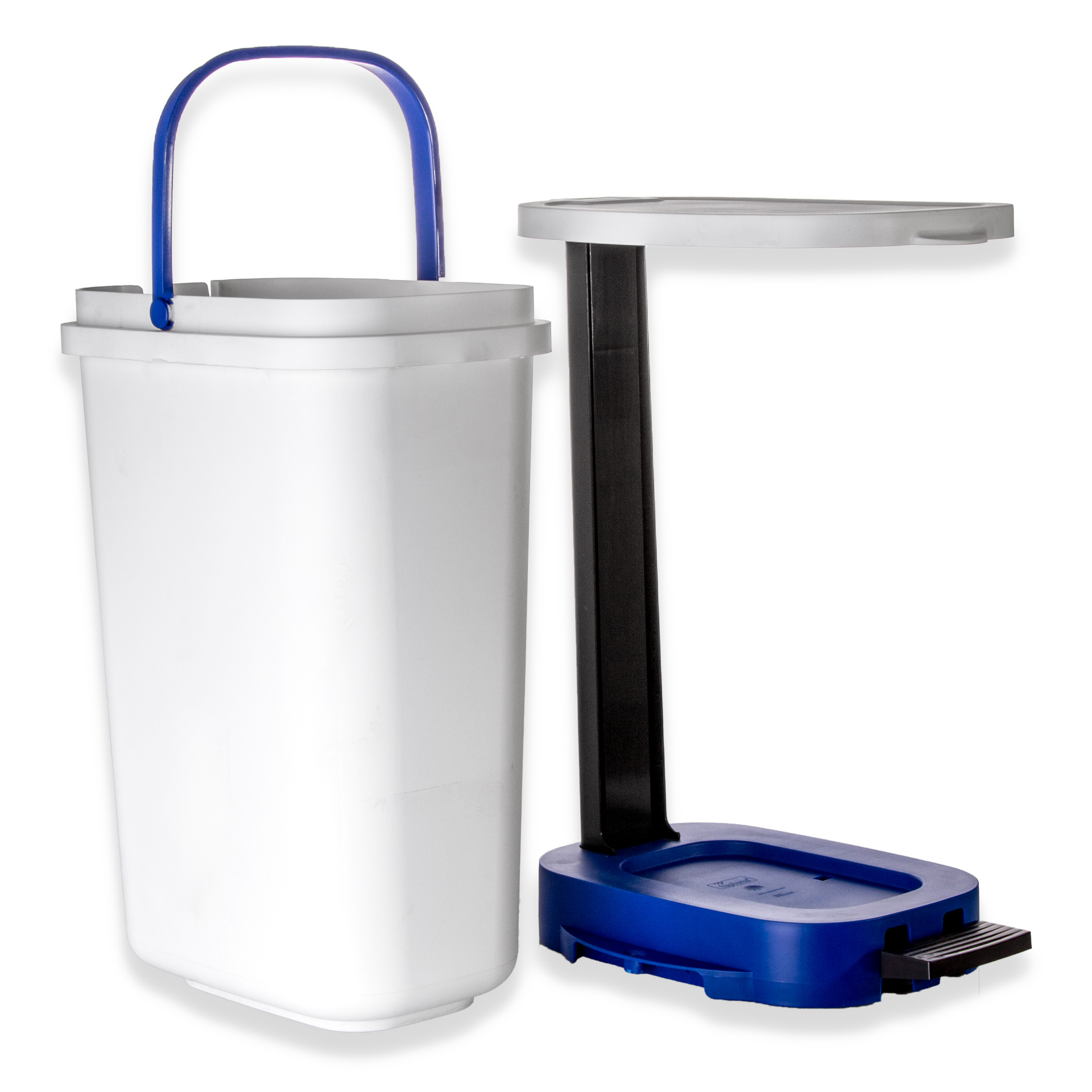 Balde Lixo Eco Branco com Base / Aro Azul 30l 36X25.5X50cm
