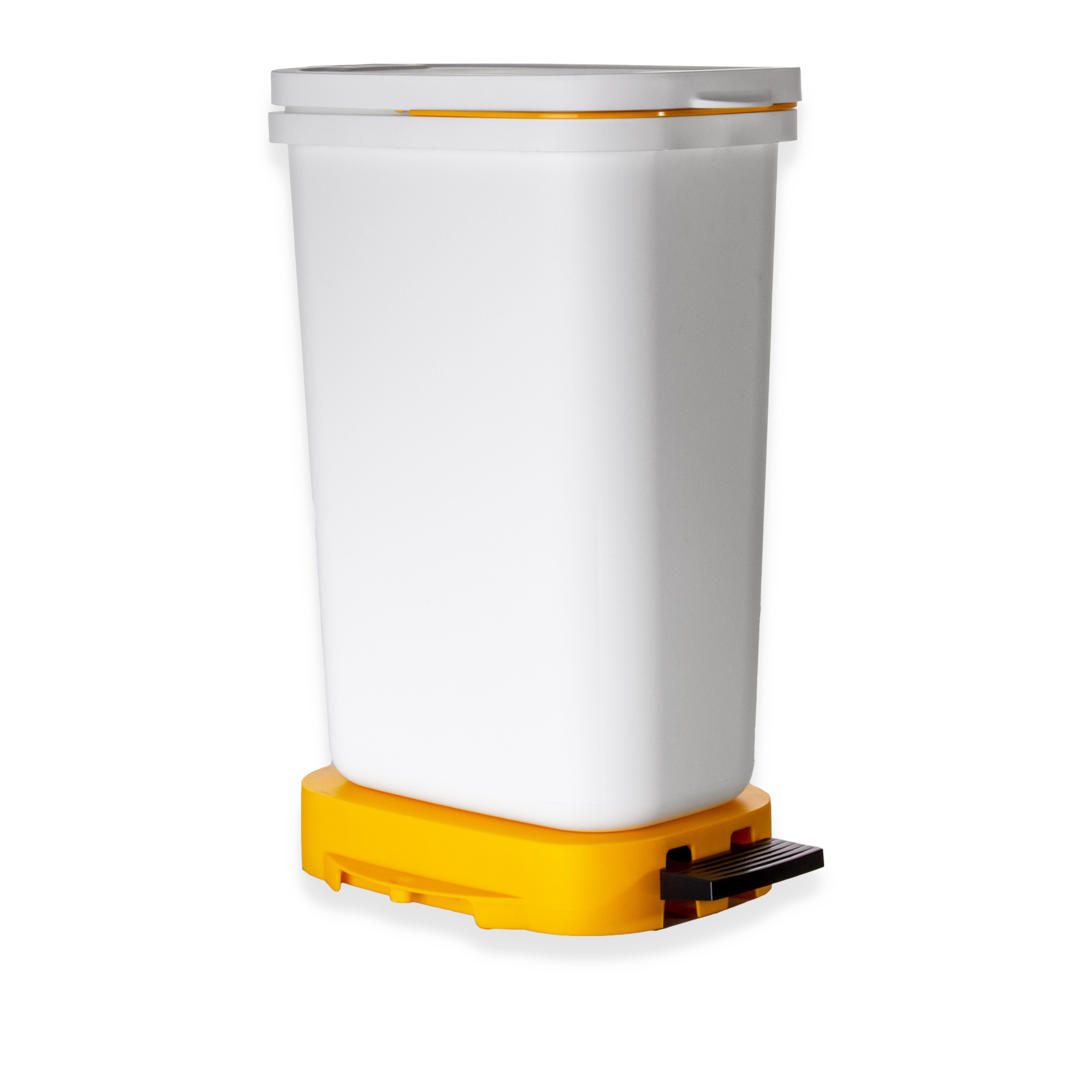 Balde Lixo Eco Branco com Base / Aro Amarelo 30l 36X25.5X50cm