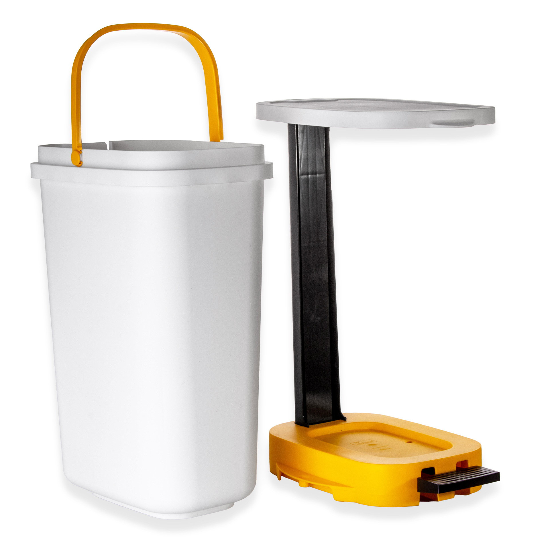 Balde Lixo Eco Branco com Base / Aro Amarelo 30l 36X25.5X50cm