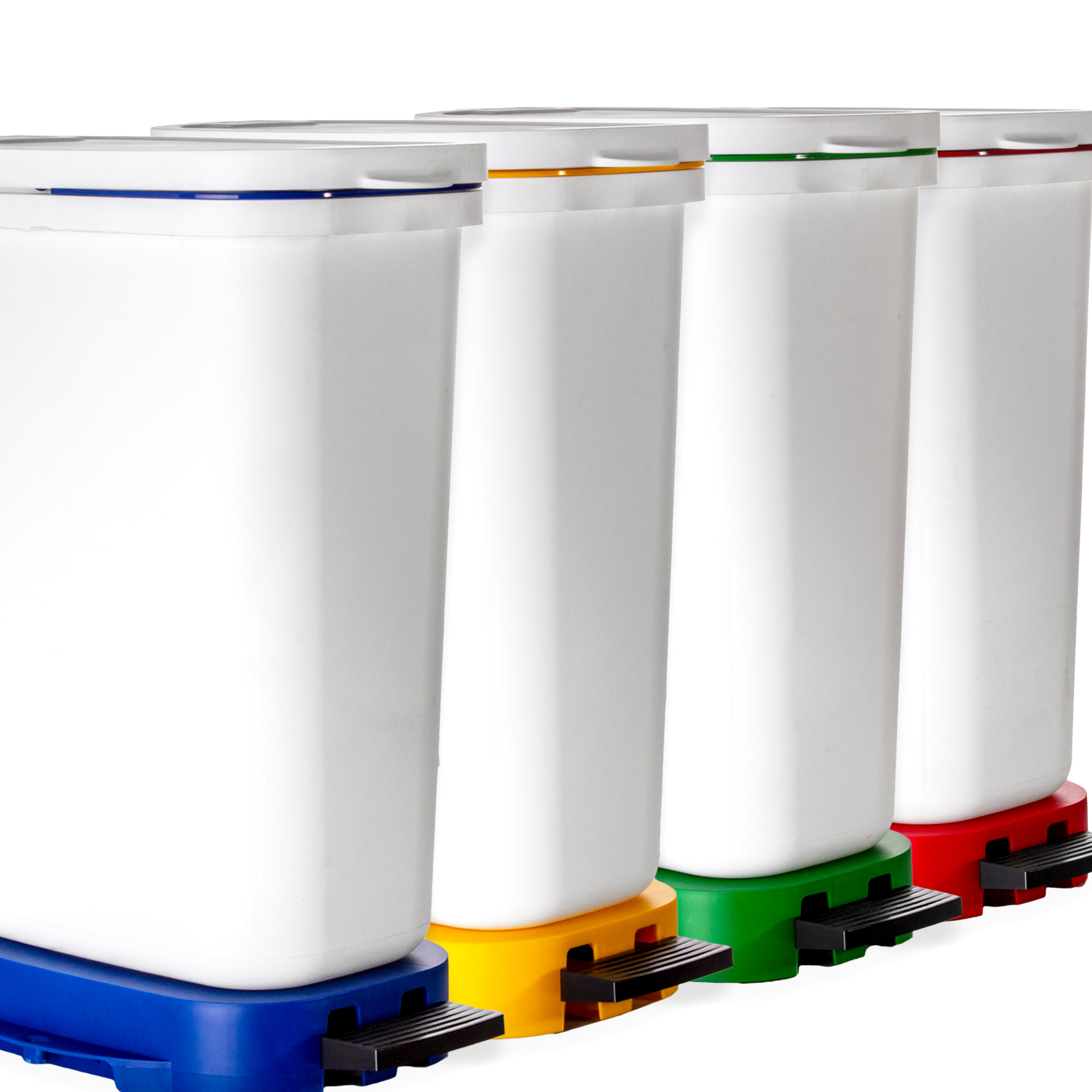 Balde Lixo Eco Branco com Base / Aro Amarelo 30l 36X25.5X50cm