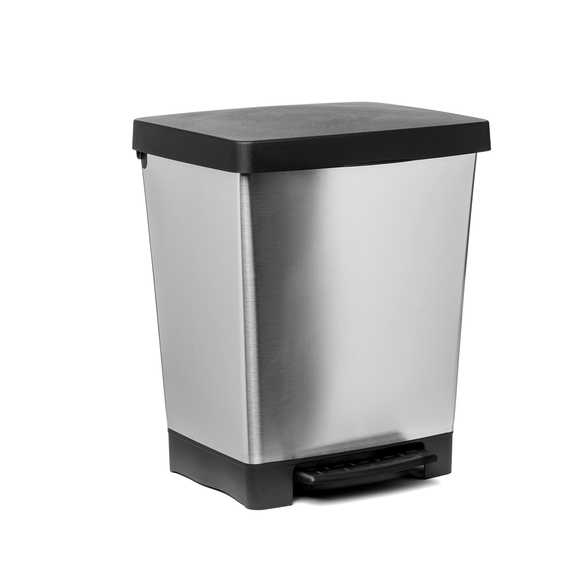 Balde Lixo com Pedal Cubik Cinza Prata 23L 33.5X30X39CM