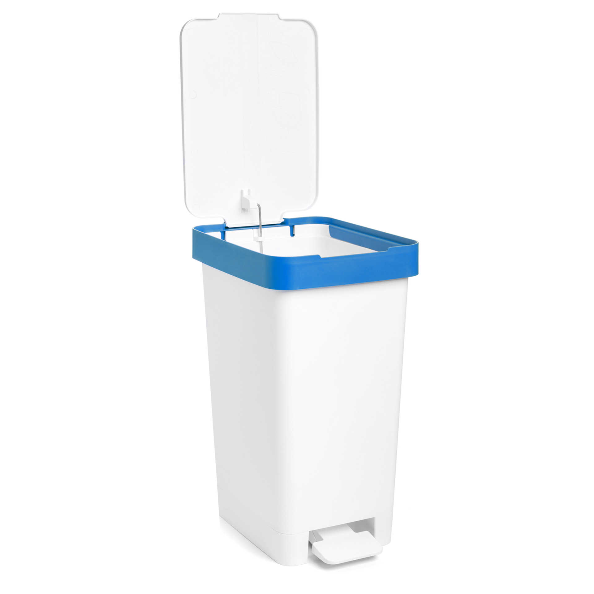 Balde Reciclagem com Pedal Smart Branco / Azul 25L 26X36X47cm