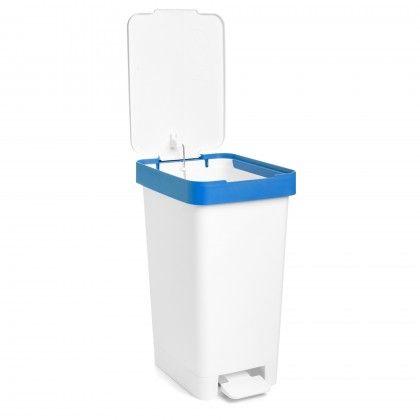 Balde Reciclagem com Pedal Smart Branco / Azul 25L 26X36X47cm