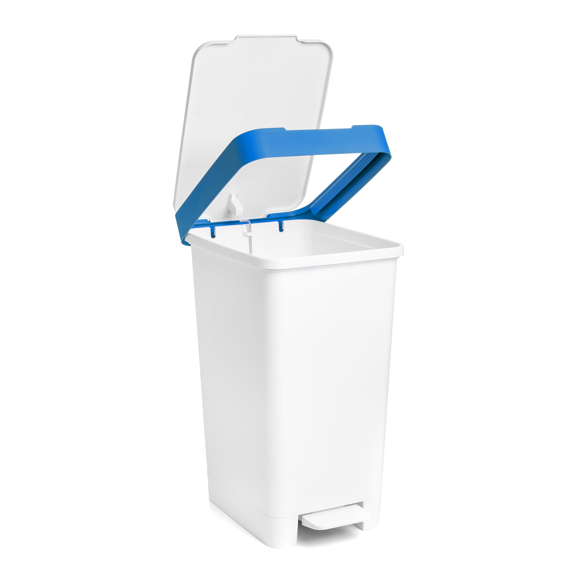 Balde Reciclagem com Pedal Smart Branco / Azul 25L 26X36X47cm