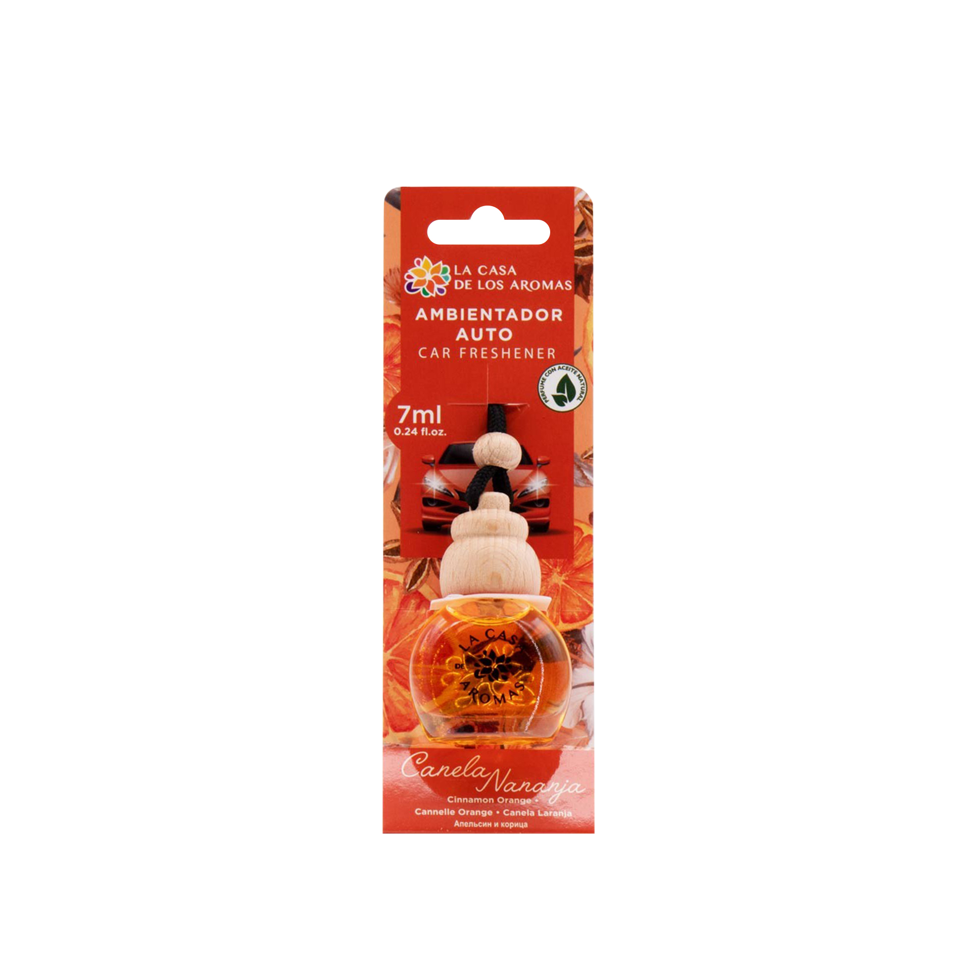 Ambientador Carro Frasco Vidro Canela/Laranja 7ml