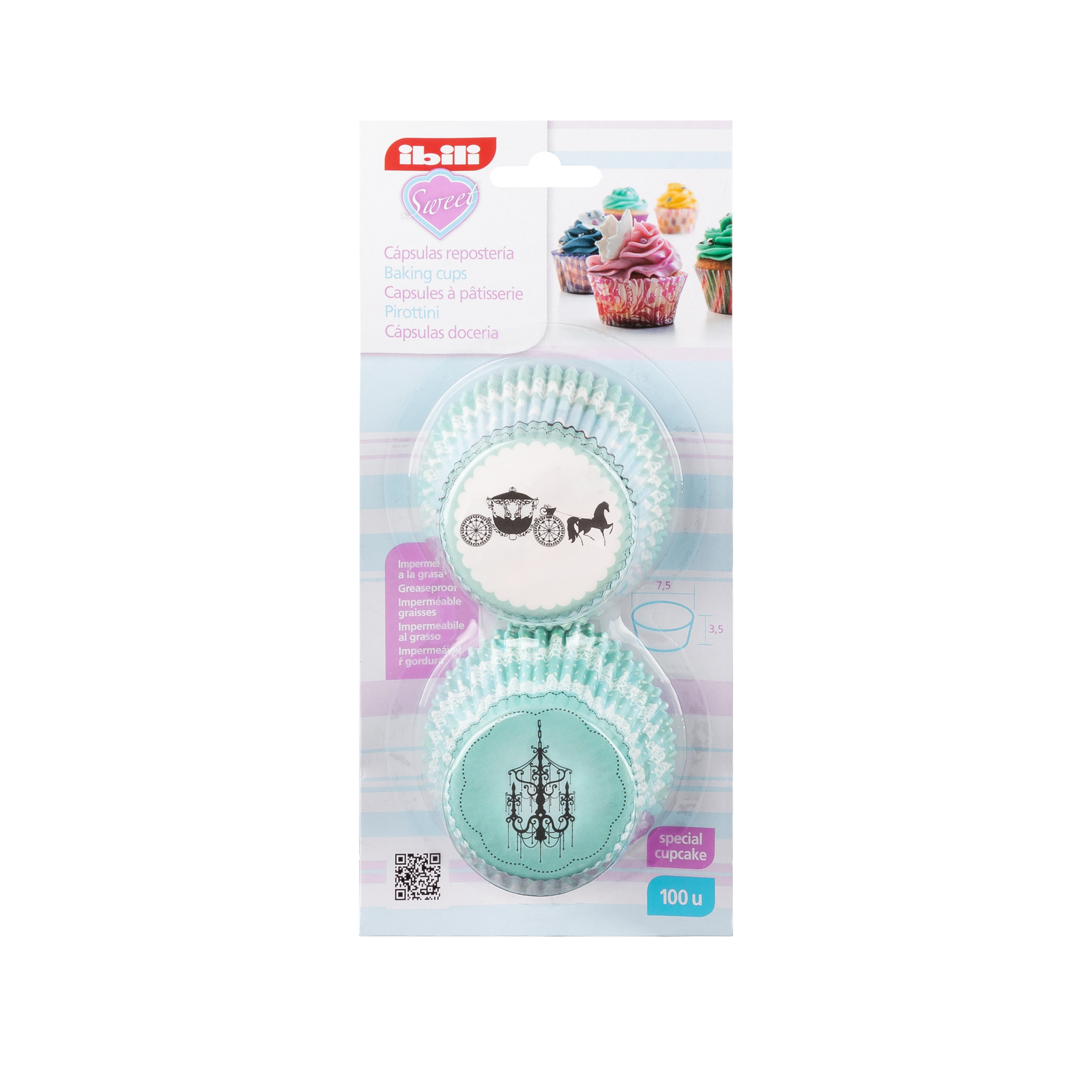 Forma Queque Papel Princesa 7.5X3.5cm Pack 100