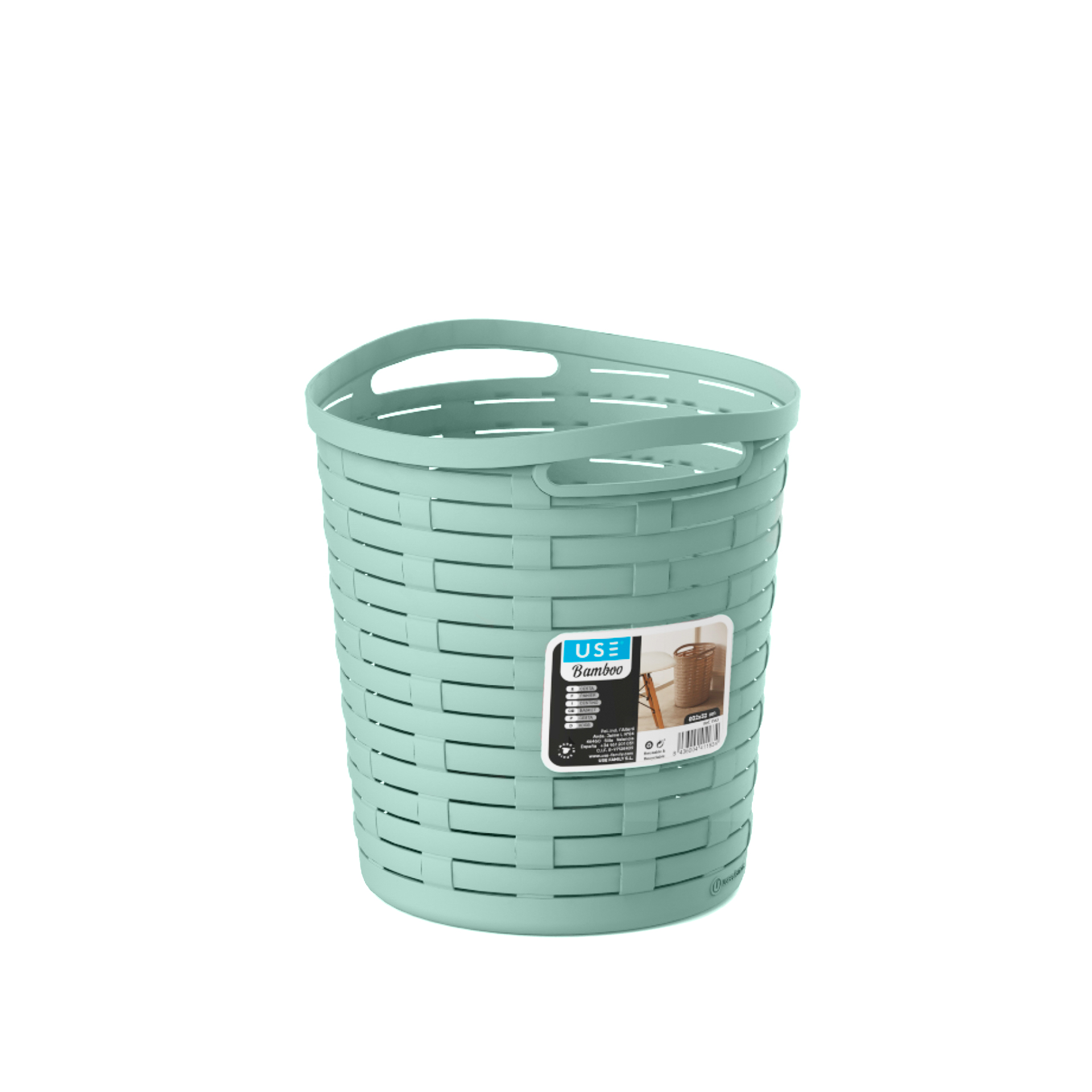 Cesto Multiusos Bamboo com Asas Pastel 20L 32X35cm