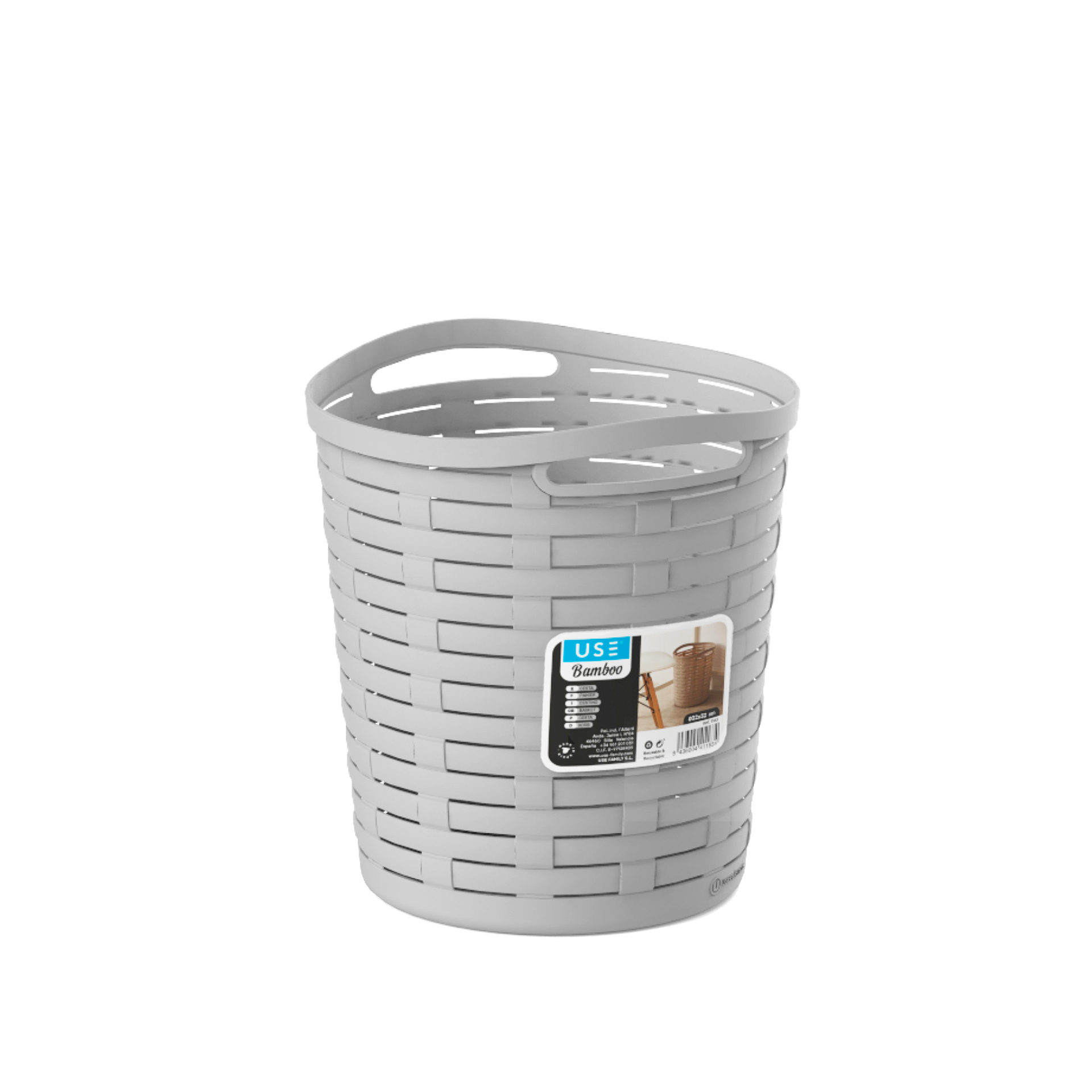 Cesto Multiusos Bamboo com Asas Pastel 20L 32X35cm