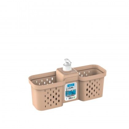 Suporte Esfregão Emma Duplo com Doseador Sand 28X9X16cm Suporte Esfregão Emma Duplo com Doseador Sand 28X9X16cm