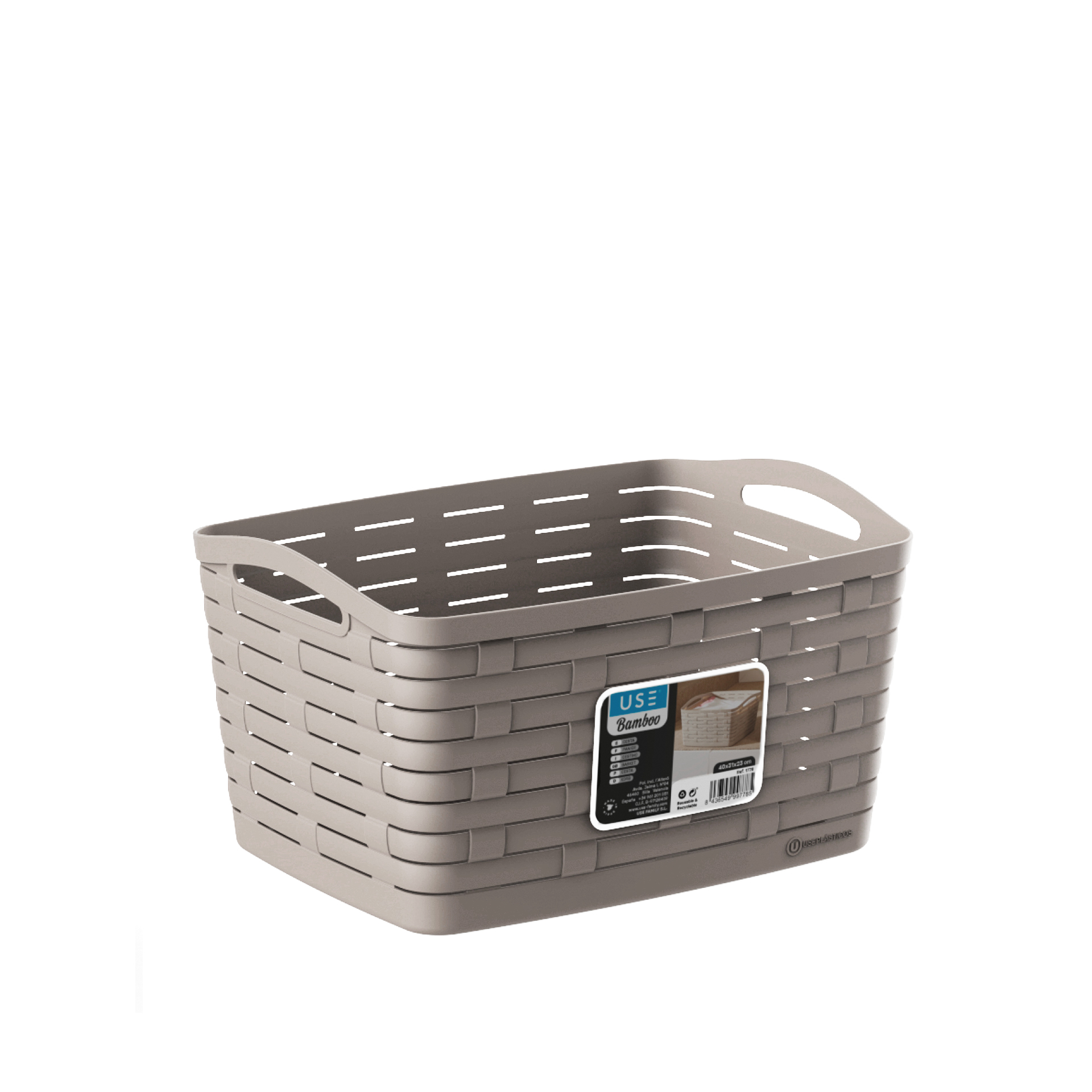 Cesto Multiusos Bamboo Sand 22L 40X31X23cm