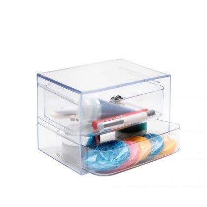 Caixa Organizadora 2 Gavetas Cristal 19X14X13cm Caixa Organizadora 2 Gavetas Cristal 19X14X13cm