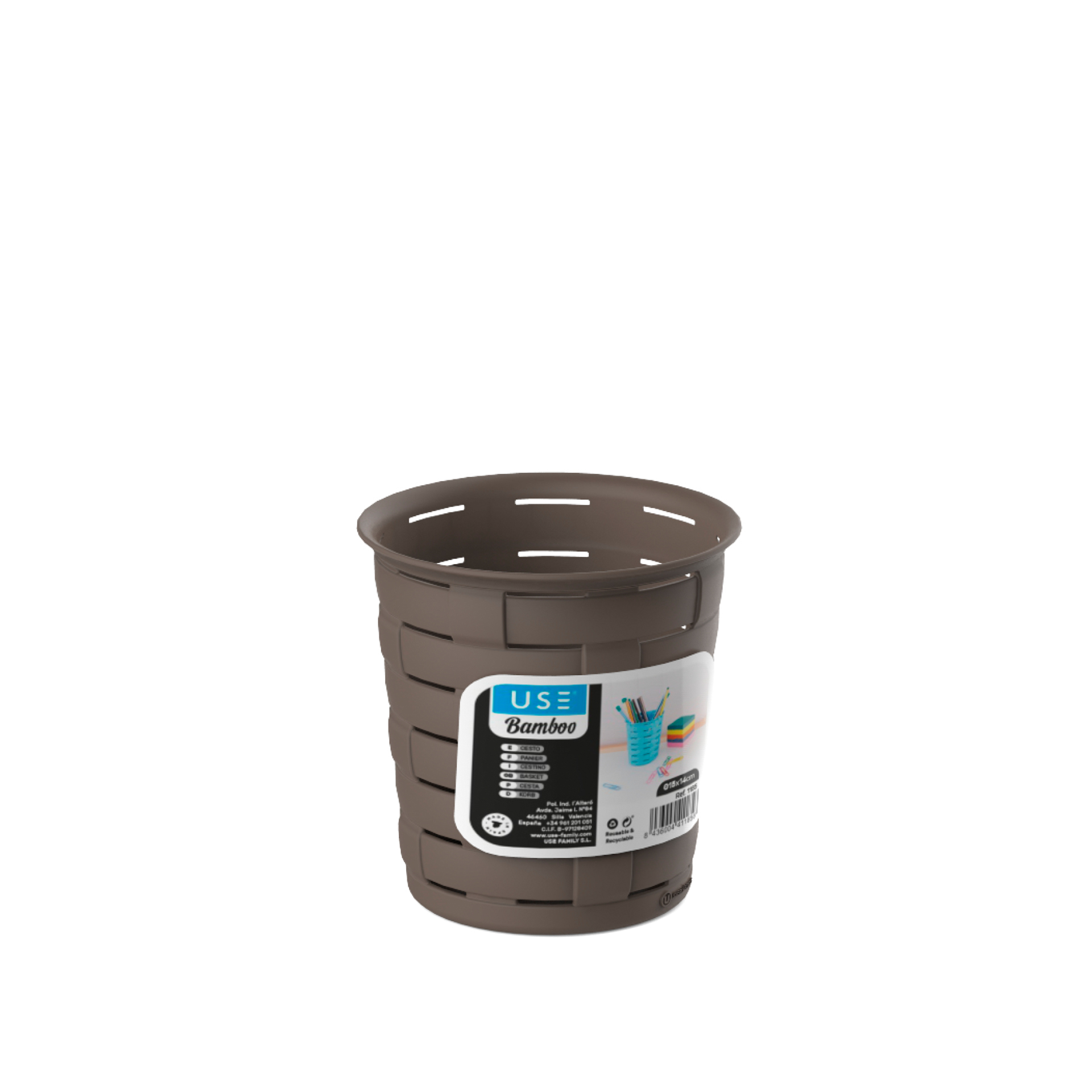 Cesto Multiusos Bamboo Redondo Sand 700ml 11X11cm