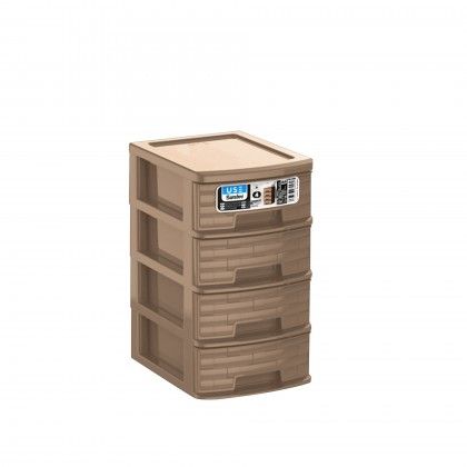 Caixa Organizadora Bamboo 4 Gavetas Sand 17.5X13.5X24cm