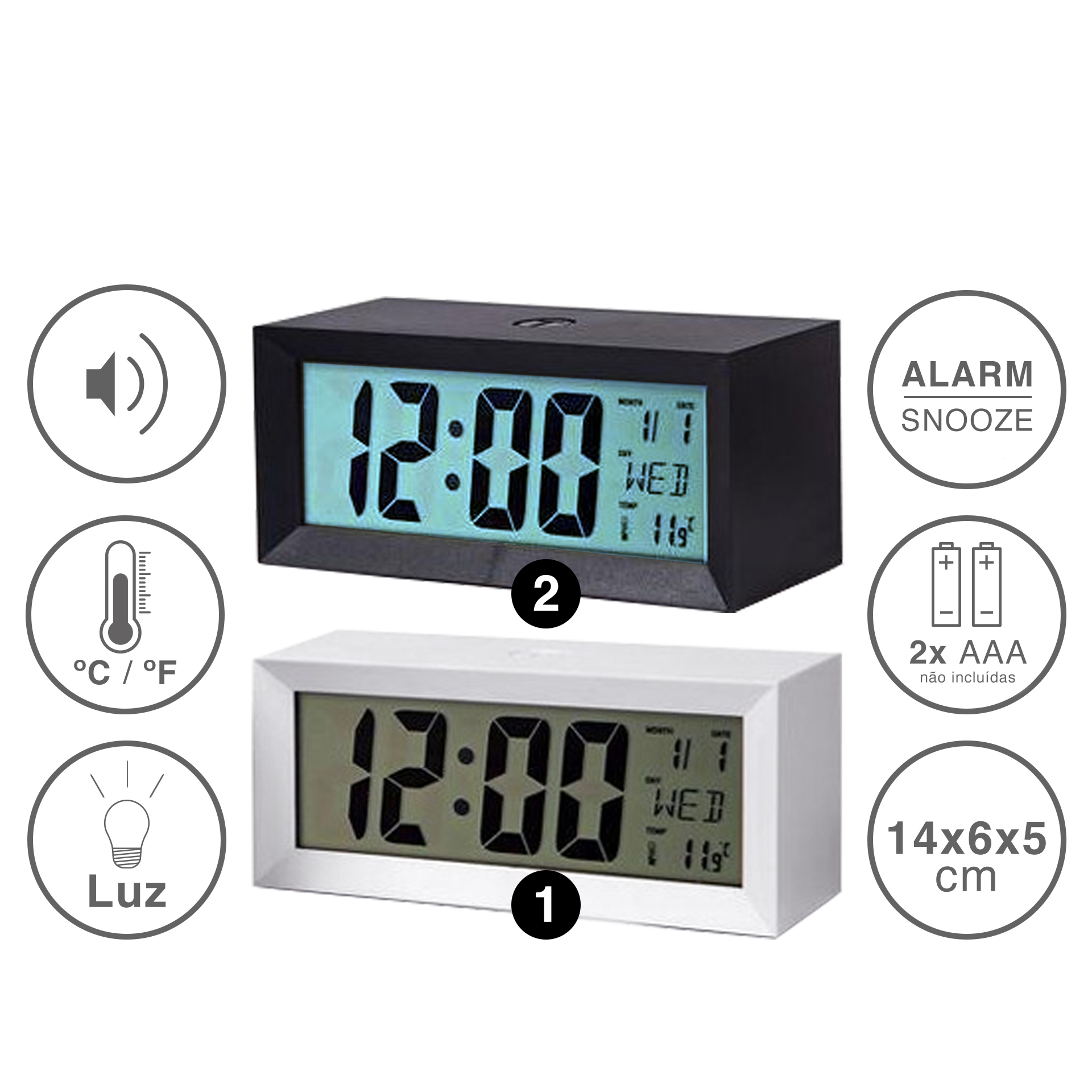 Despertador Timemark Analogico Plástico Multicor 14X6X5cm