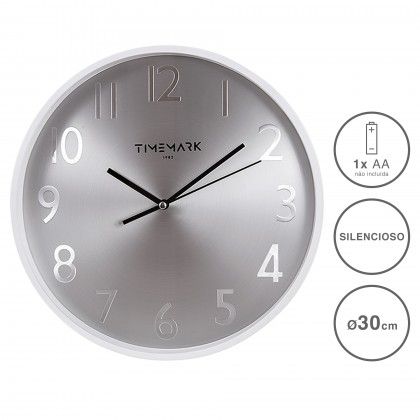 Relgio Parede Timemark Metal Branco 30cm