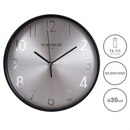 Relgio Parede Timemark Metal Preto 30cm