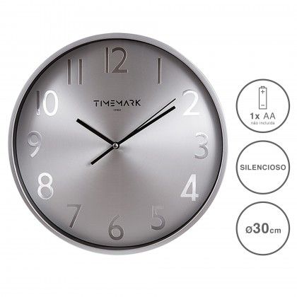 Relgio Parede Timemark Metal Prateado 30cm