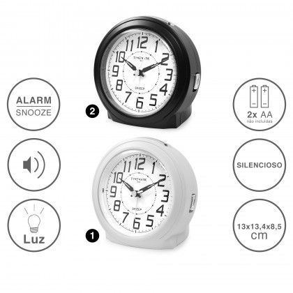 Despertador Timemark Analogico Pl�stico Multicor 13X13.4X8.5cm