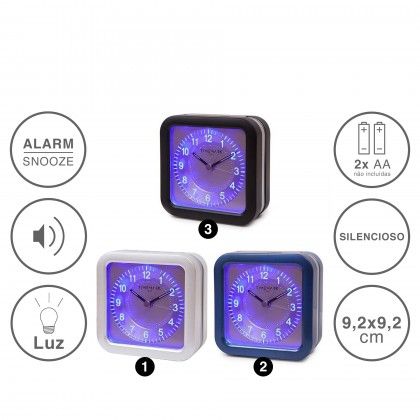 Despertador Timemark Analogico Pl�stico Multicor 9.2X9.2cm