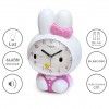 Despertador Anal�gico Infantil Coelho Pl�stico Rosa 14.5X11.5X18.5cm