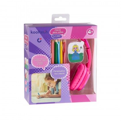Auriculares Kooltech Infantil Plstico Rosa 17X19X8cm