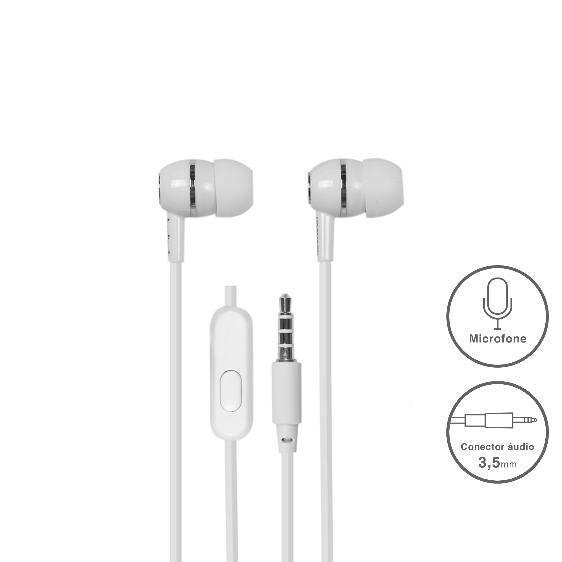 Auricular Kooltech Com Microfone Plástico Branco
